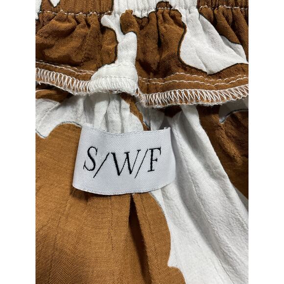 Swf Pleated Abstract Brown Floral Maxi Skirt Size M - Picture 4 of 5